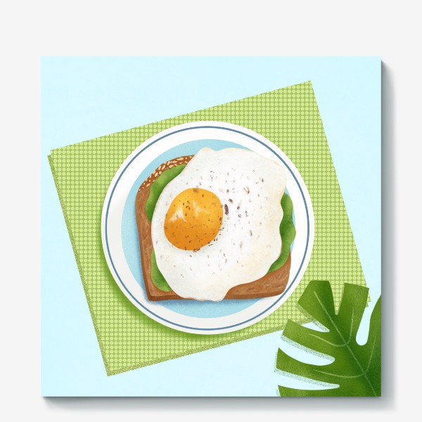 Холст «Яичница фудиллюстрация завтрак»