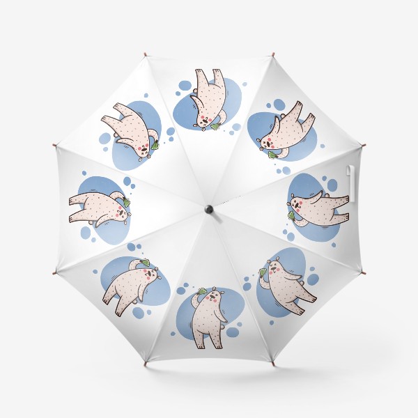 Зонт «Милая белая медведица с веером. Лето. Жара»