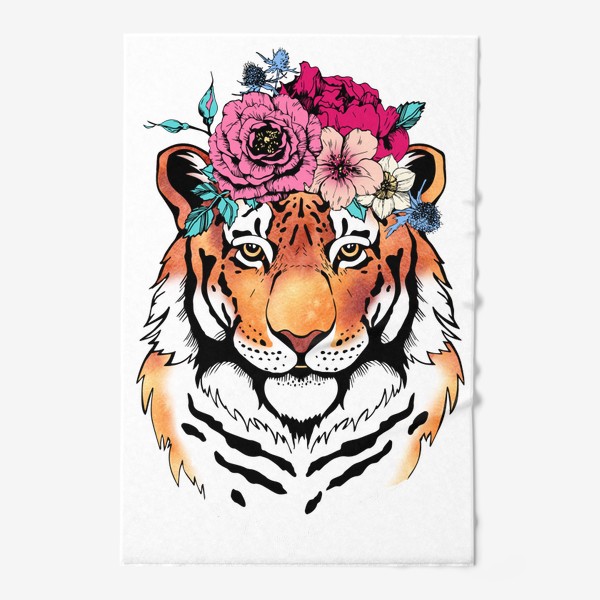Полотенце «Тигрица в цветочном венке. Для нее»