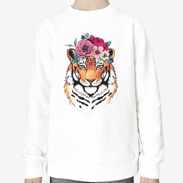 Свитшот «Тигрица в цветочном венке. Для нее»