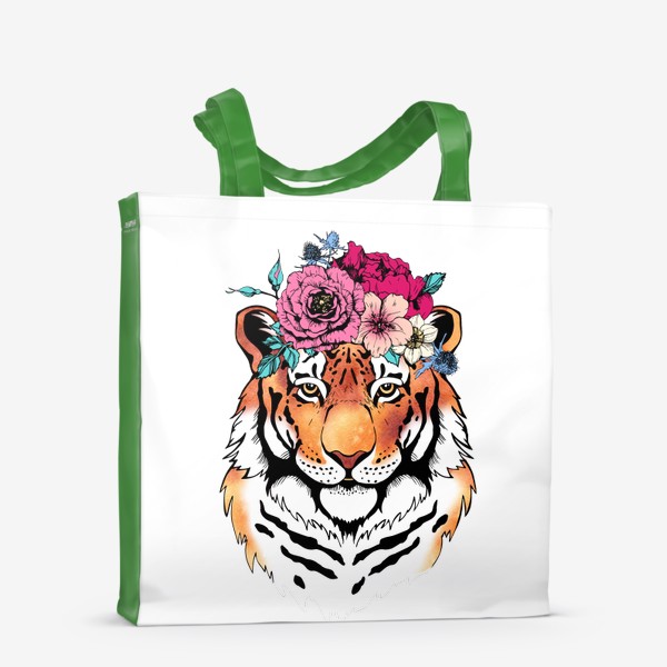 Сумка-шоппер «Тигрица в цветочном венке. Для нее»