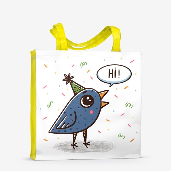 Сумка-шоппер «Милая синяя птичка. Праздник. Привет»