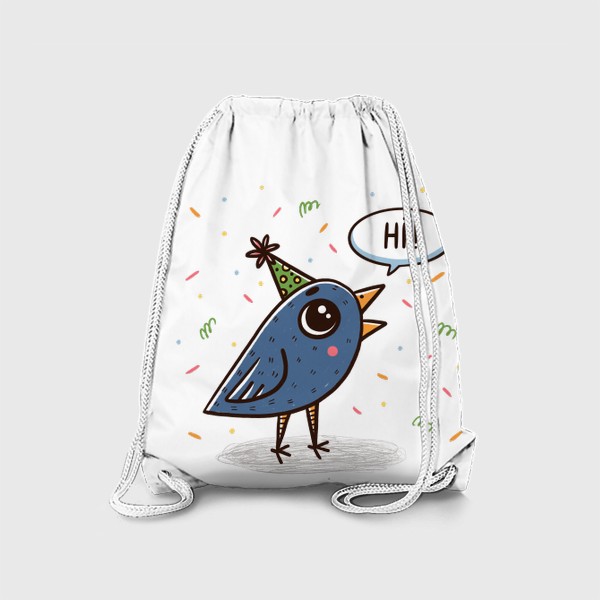 Рюкзак «Милая синяя птичка. Праздник. Привет»