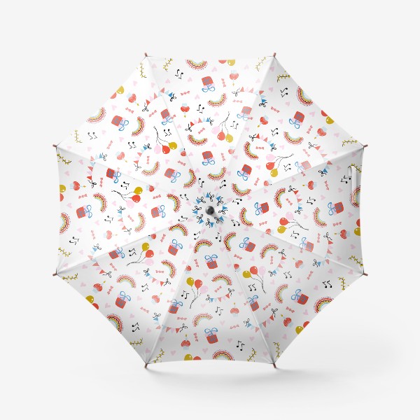Зонт «Праздничный паттерн с подарками и радугой»
