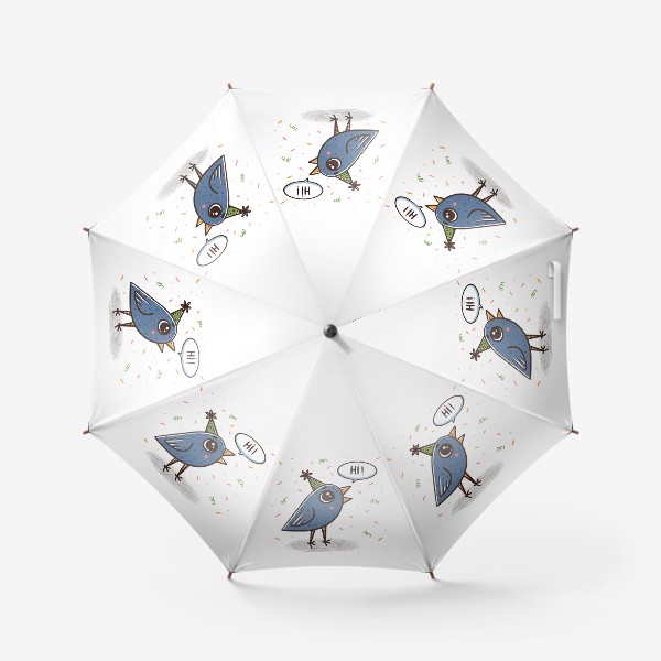 Зонт «Милая синяя птичка. Праздник. Привет»