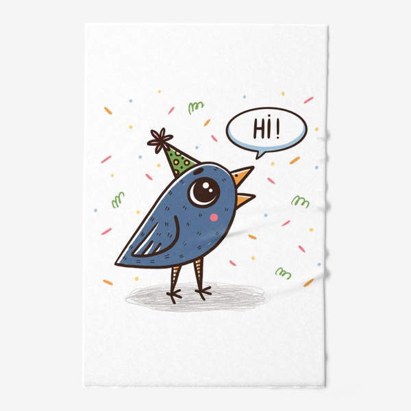Полотенце «Милая синяя птичка. Праздник. Привет»