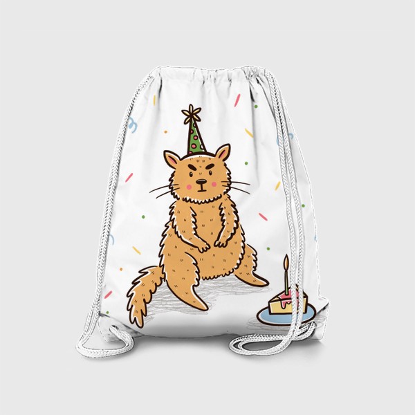Рюкзак «Недовольный милый котик. Праздник. День рождения»