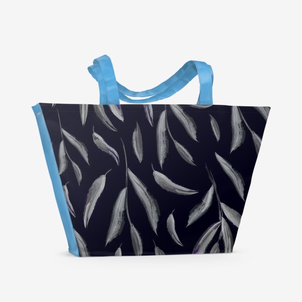 Пляжная сумка «акварельные веточки чёрно-белые»