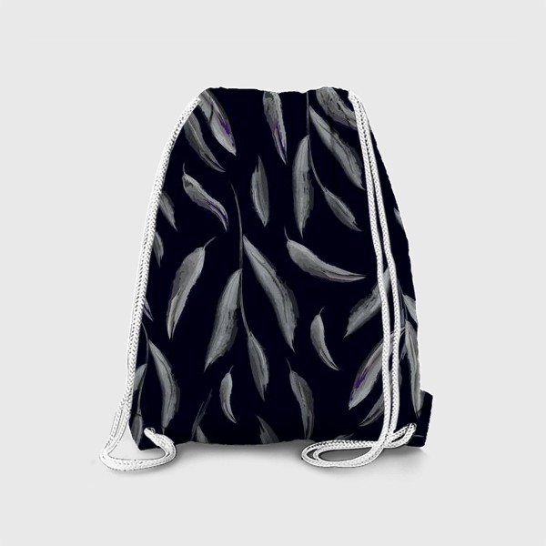 Рюкзак «акварельные веточки чёрно-белые»