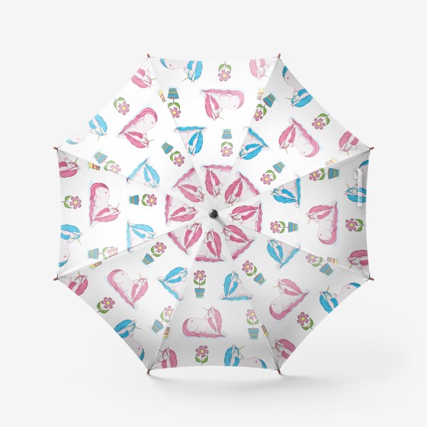 Зонт «Спящие единороги и цветы»