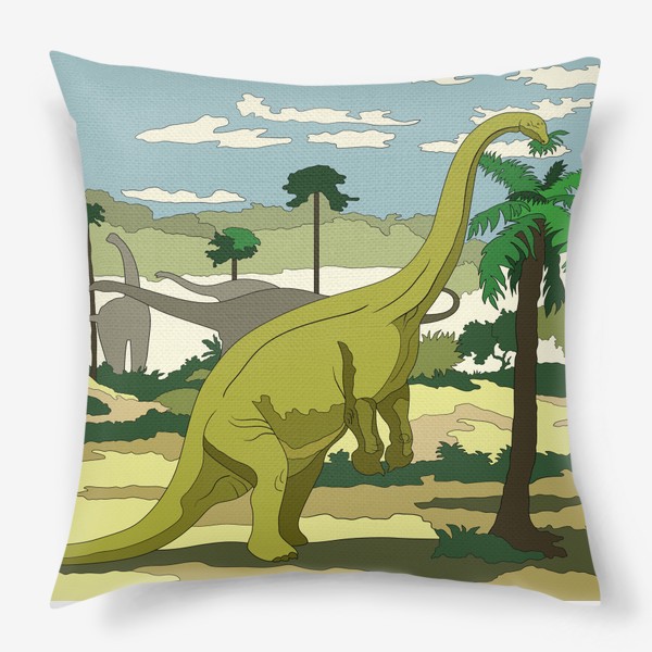 Подушка &laquo;Динозавр ест листья пальмы&raquo;