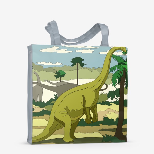 Сумка-шоппер «Динозавр ест листья пальмы»