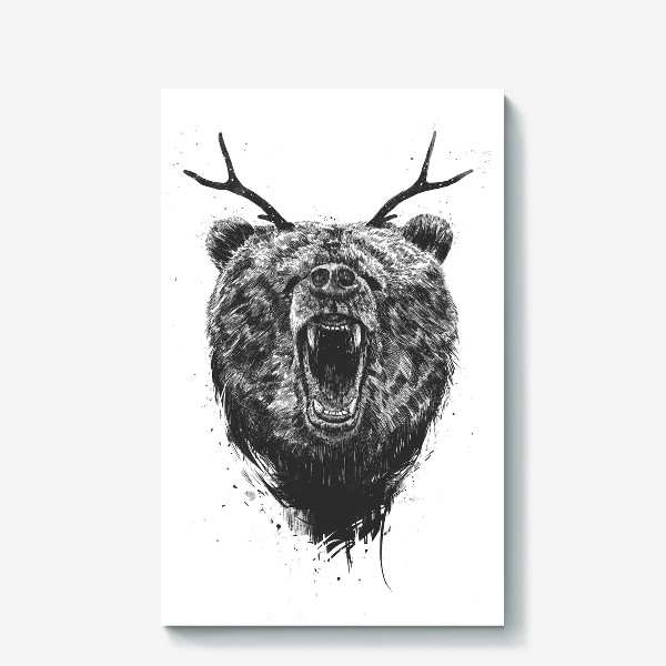 Холст &laquo;Angry Bear with Antlers автор Balazs Solti&raquo;