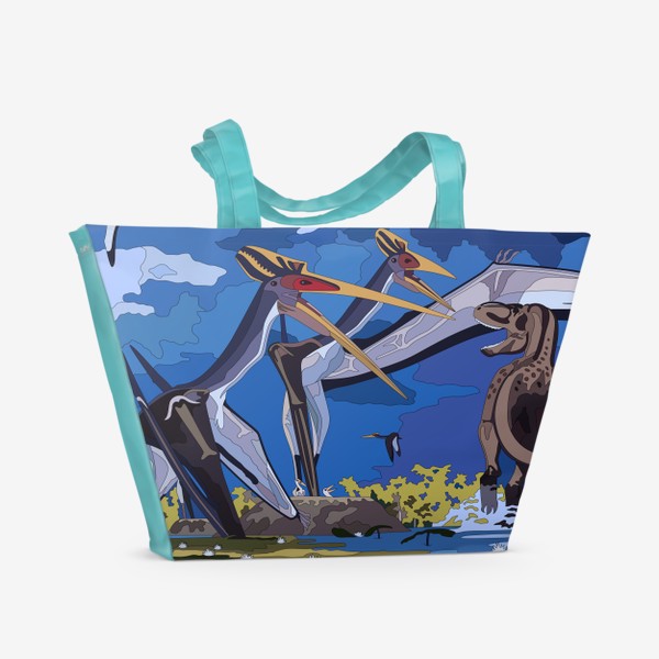 Пляжная сумка «Птеродактили в гнезде »