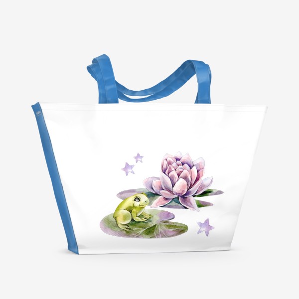 Пляжная сумка «Лягушка и лилия»