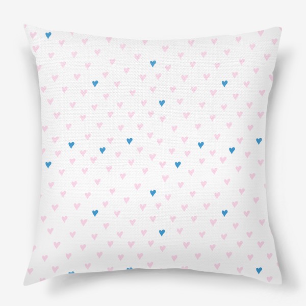 Подушка «Паттерн с розовыми и синими сердечками»