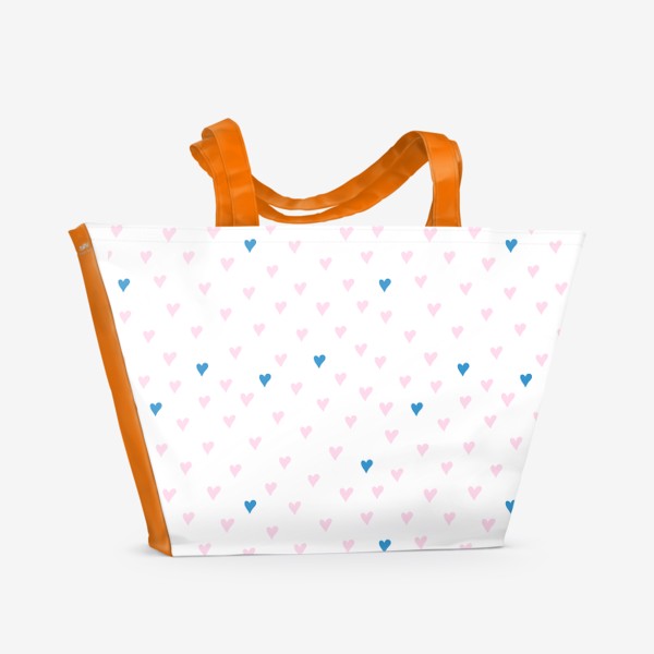 Пляжная сумка &laquo;Паттерн с розовыми и синими сердечками&raquo;