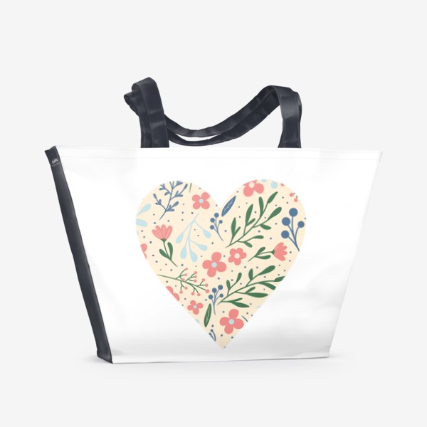 Пляжная сумка «Цветочный паттерн лето любовь сердце»