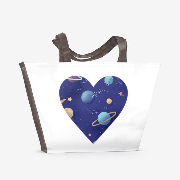 Пляжная сумка «Космос любовь сердце»