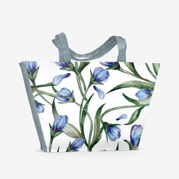 Пляжная сумка «Голубые цветы принт»