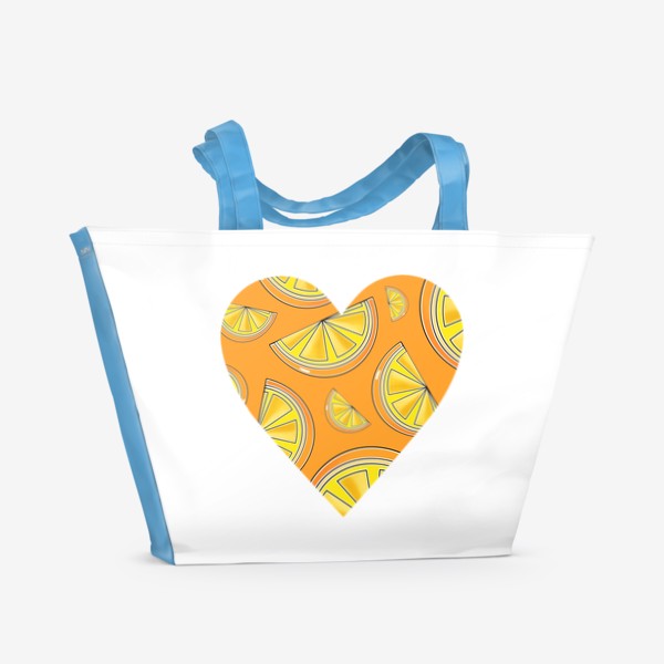 Пляжная сумка &laquo;Апельсины лето любовь сердце&raquo;