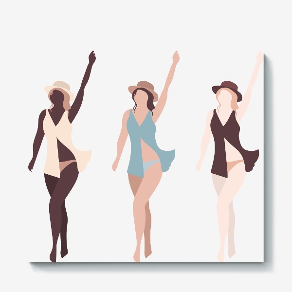 Холст «Три девушки - красота тела»