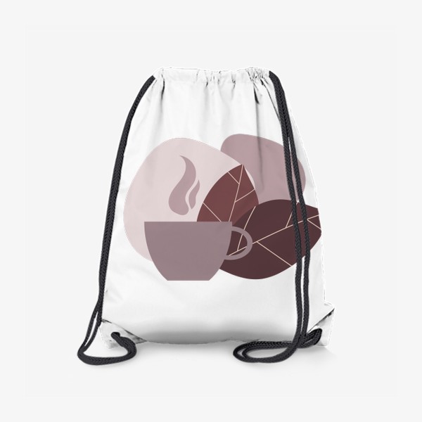 Рюкзак «Чашка кофе и листья в коричневом и бежевом цвете»