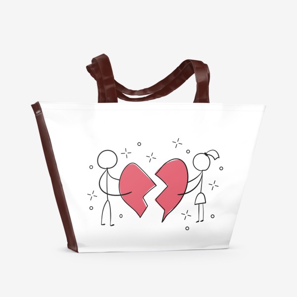Пляжная сумка &laquo;Разбитое сердце - парень и девушка - Половинки&raquo;