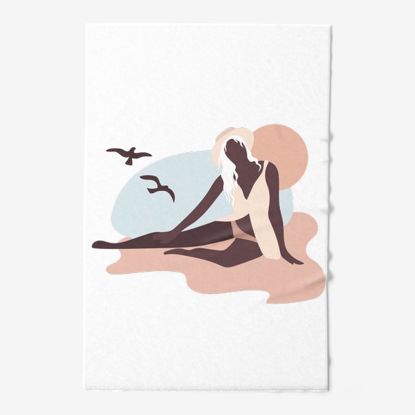 Полотенце «Девушка на берегу моря - пастельные тона»