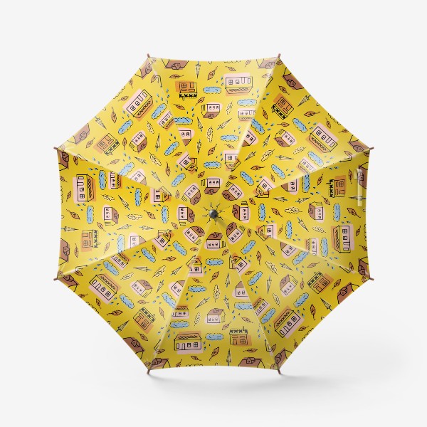 Зонт &laquo;Домики на желтом.Осень.&raquo;