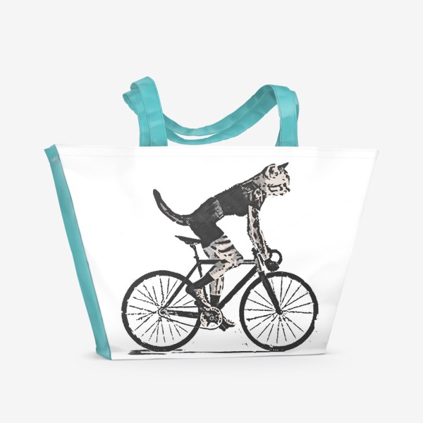 Пляжная сумка «Cat Bike Punk Rider»