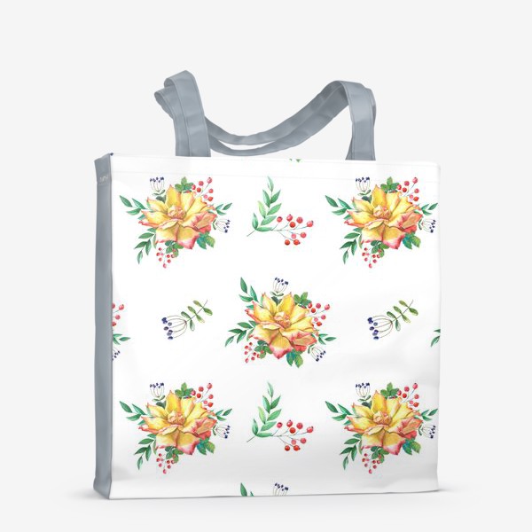 Сумка-шоппер «Желтые розы с ягодами и листьями»