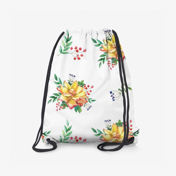 Рюкзак «Желтые розы с ягодами и листьями»