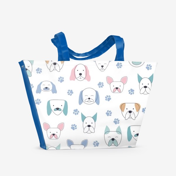 Пляжная сумка «Милые собачки. Паттерн»