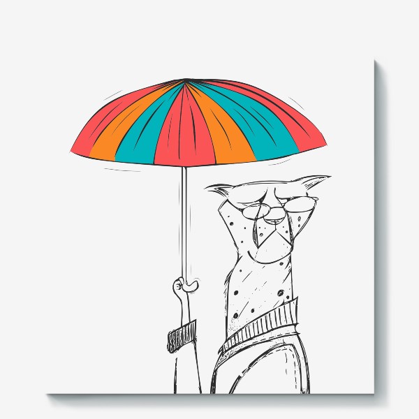Холст «Кот с зонтом»