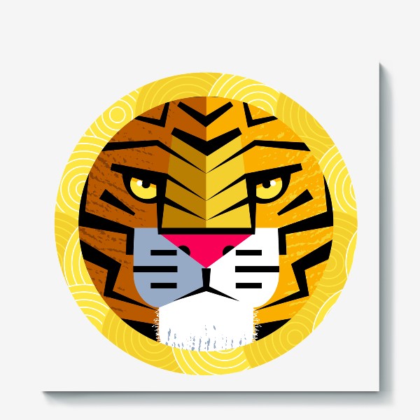 Холст «Тигр в круглой рамке»