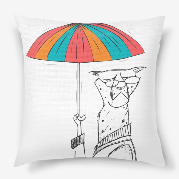 Подушка «Кот с зонтом»