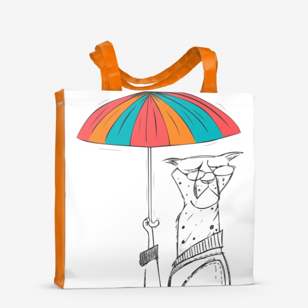 Сумка-шоппер «Кот с зонтом»