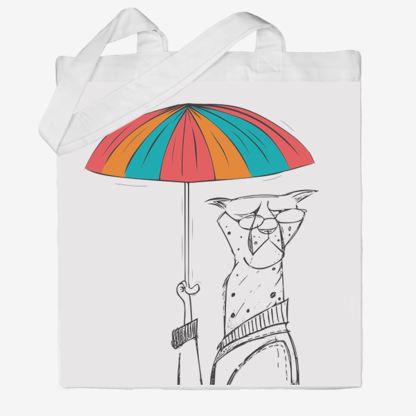 Сумка хб «Кот с зонтом»