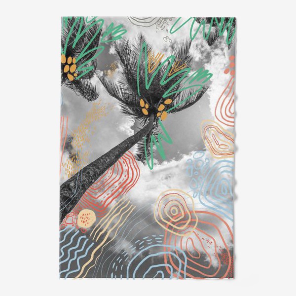 Полотенце «Пальмы и графическая абстракция»