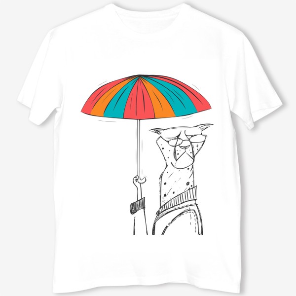 Футболка «Кот с зонтом»