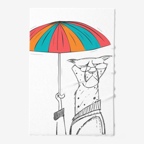 Полотенце «Кот с зонтом»