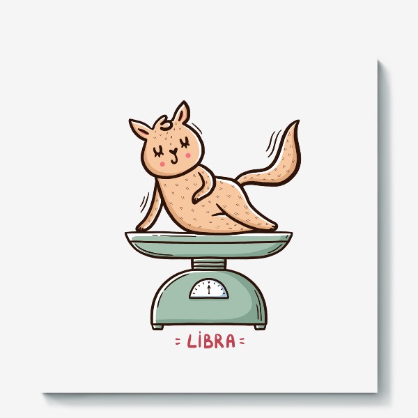 Холст «Милая кошка на весах. Подарок Весам. Весы. Libra»
