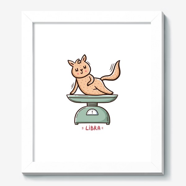 Картина «Милая кошка на весах. Подарок Весам. Весы. Libra»