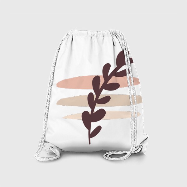Рюкзак «Веточка с листиками на полосатом фоне - пастельные тона»