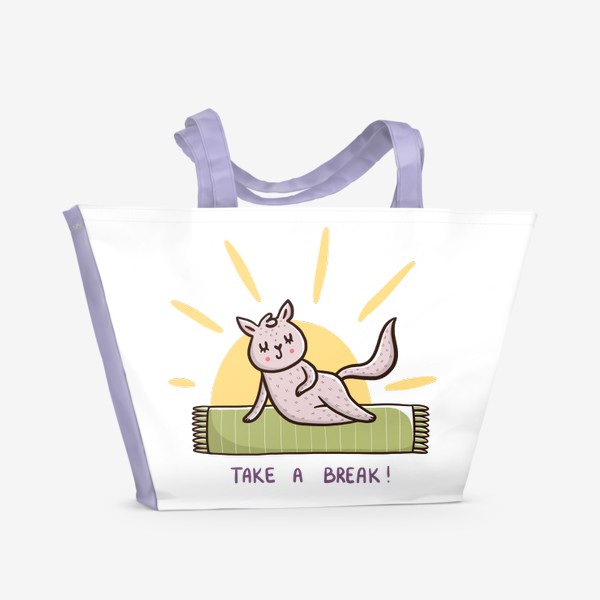 Пляжная сумка «Милая кошка на пляже. Лето. Отпуск. Take a break!»