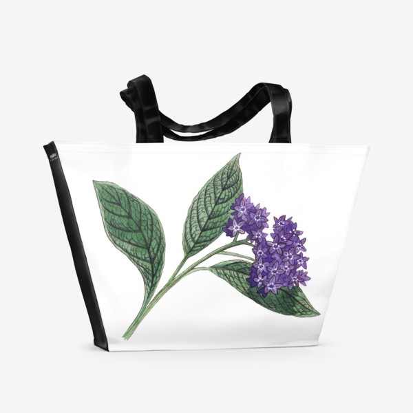 Пляжная сумка «Ботаника. Веточка гелиотропа»