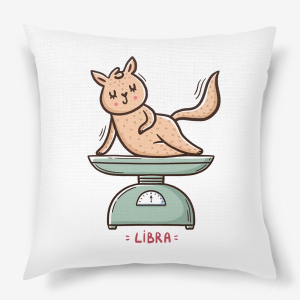 Подушка «Милая кошка на весах. Подарок Весам. Весы. Libra»