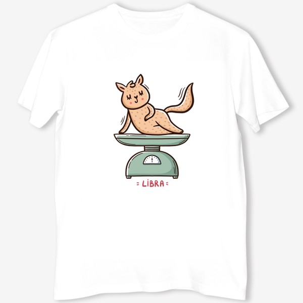 Футболка «Милая кошка на весах. Подарок Весам. Весы. Libra»