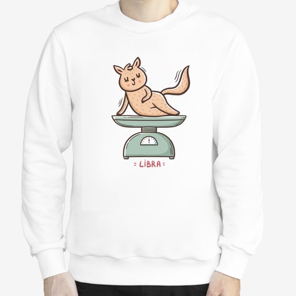 Свитшот «Милая кошка на весах. Подарок Весам. Весы. Libra»